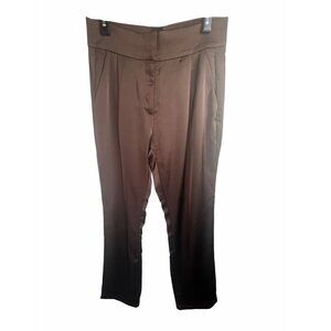 Veiled Colletion Ghalia Dark Brown Satin High Rise Trousers L